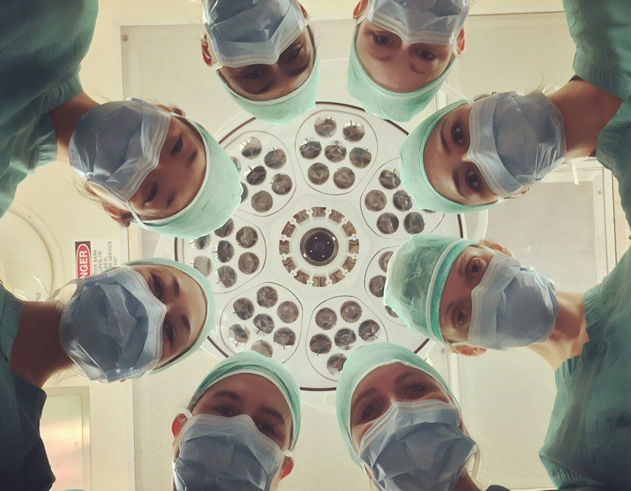 A surgical team working together in a modern hospital
